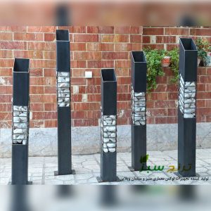 آتشدان ایستاده ستونی با مشعل گاز شهری برای ورودی رستوران و باغ و ویلا