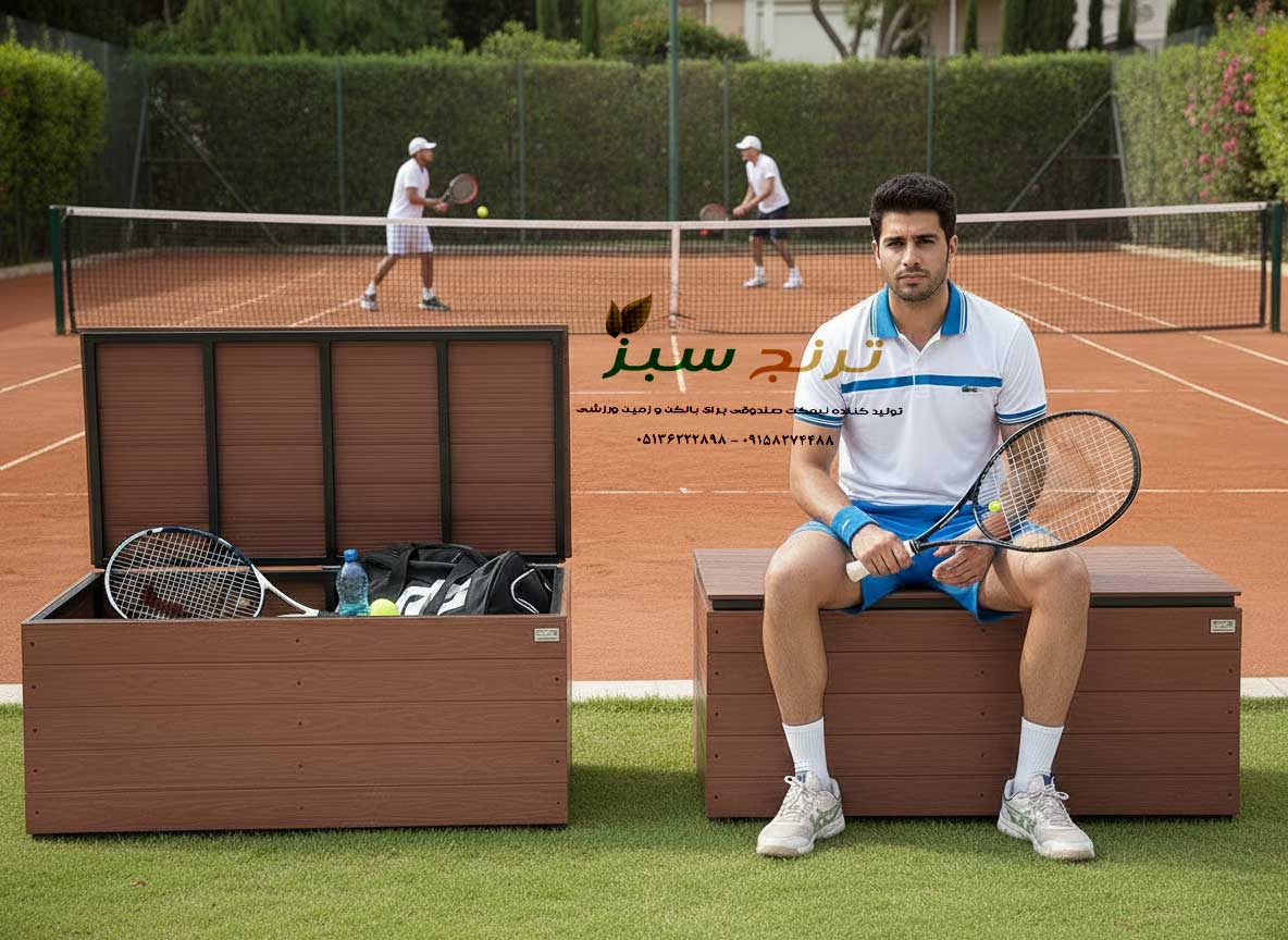 باکس صندوقی برای قرار دادن وسیله ورزشی در کنار زمین تنیس