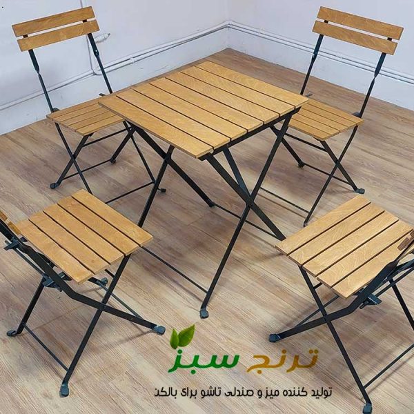 میز صندلی 4 نفره تاشو ایکیا مدل تارنو برای استفاده در تراس ، بالکن ، رستوران و آشپزخانه با قیمت ارزان و مناسب تولید ترنج سبز