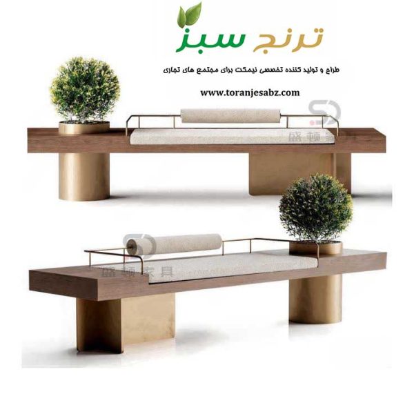 نیمکت مستطیلی با فلاورباکس دایره در دو طرف نیمکت