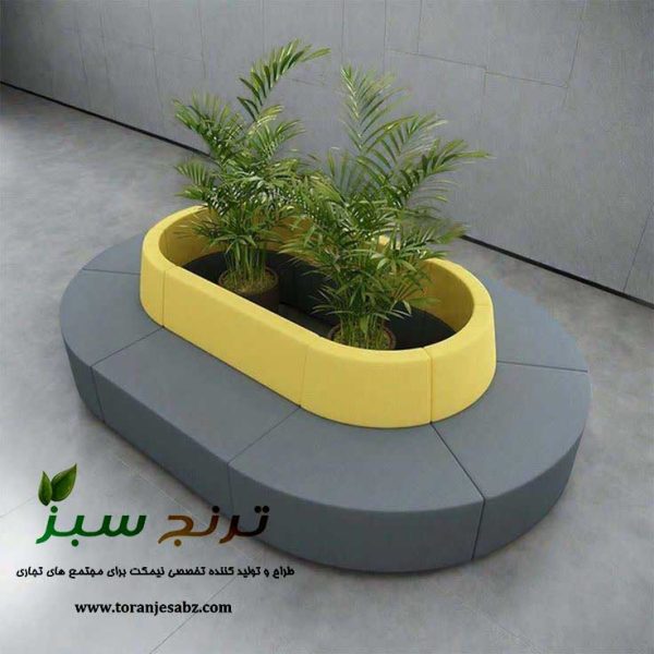 مدل زیبا و جالب نیمکت که دور فلاورباکس درختی است.