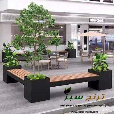 bench-for-commercial-center-7 نیمکت دارای فلاور باکس برای مجتمع تجاری و اداری و مرکز خرید