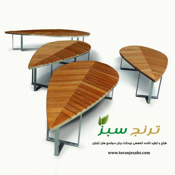 نیمکت های طرح برگ از چوب ترمو وود و فلز