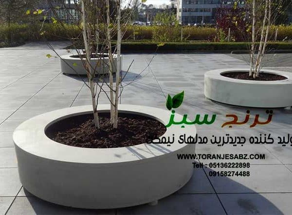 نیمکت گرد فلاورباکس دار برای کاشت درخت