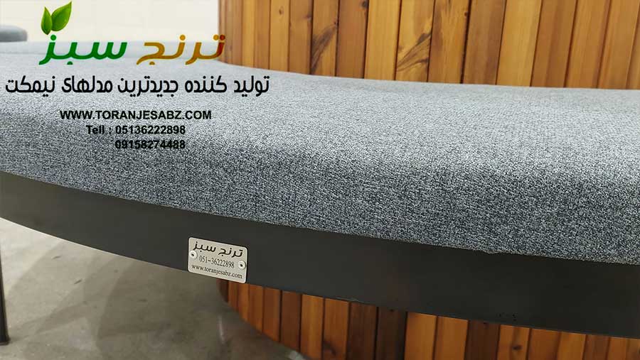 circle-bench-with-flower-box-made-of-thermo-wood مبلمان دایره با فلاور باکس تولید صنایع ترنج سبز برای داخل لابی مجتمع ها است
