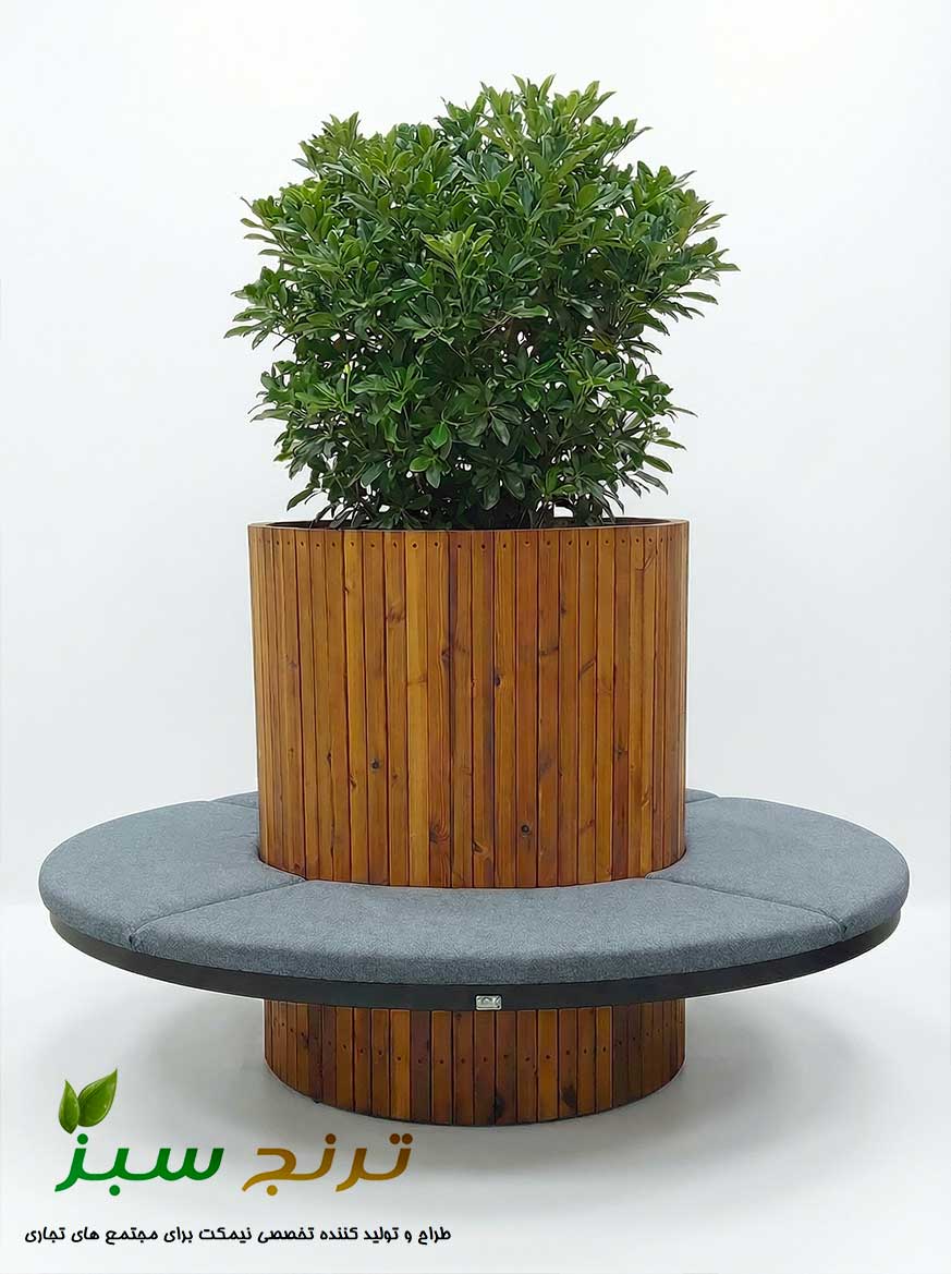 circle-flower-box-with-bench نیمکت دایره در دور فلاور باکس